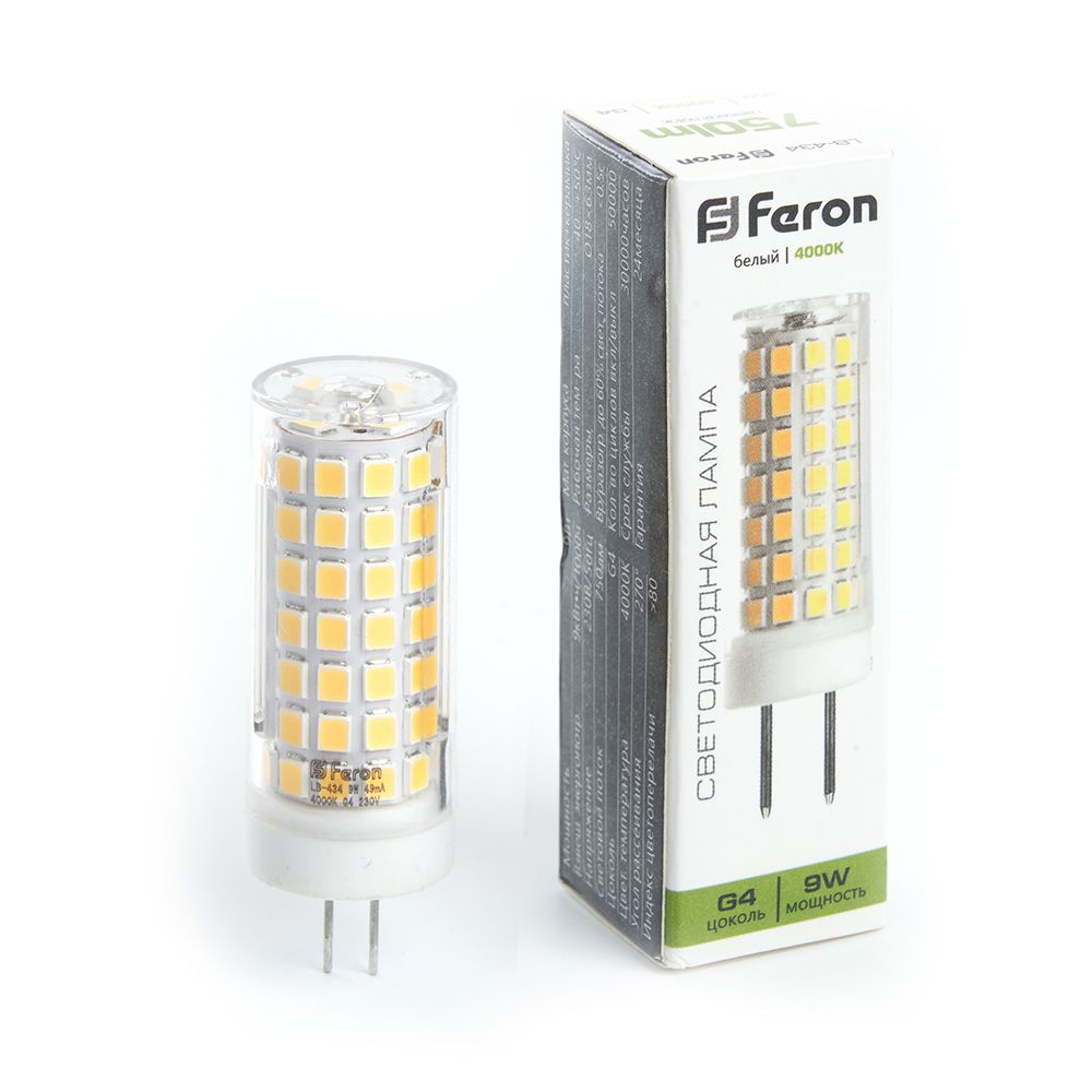 лампа светодиодная feron lb-434 38144 g4 4000к 9w, артикул 38144
