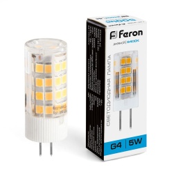 лампа светодиодная feron lb-432 25862 g4 6400к 5w, артикул 25862