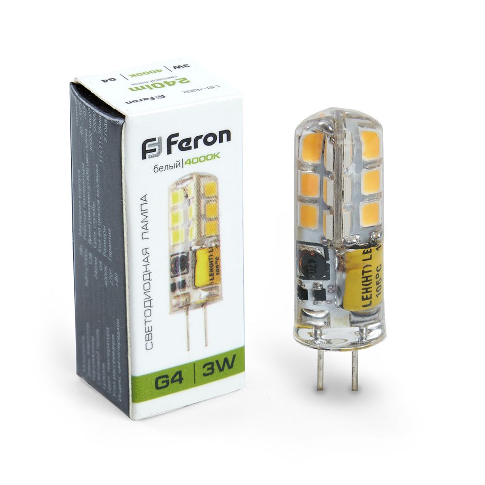 лампа светодиодная feron lb-422 25532 g4 4000к 3w, артикул 25532