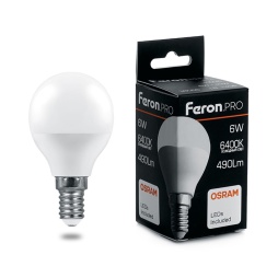 лампа светодиодная feron lb-1406 38067 e14 6400к 6w, артикул 38067
