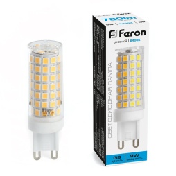 лампа светодиодная feron lb-434 38148 g9 6400к 9w, артикул 38148