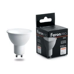 лампа светодиодная feron lb-1608 38092 gu10 2700к 8w, артикул 38092