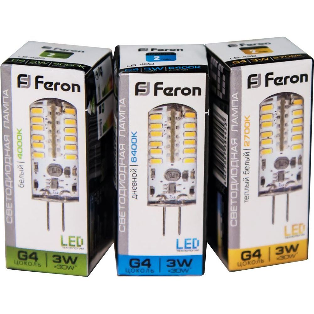 лампа светодиодная feron lb-422 25533 g4 6400к 3w, артикул 25533
