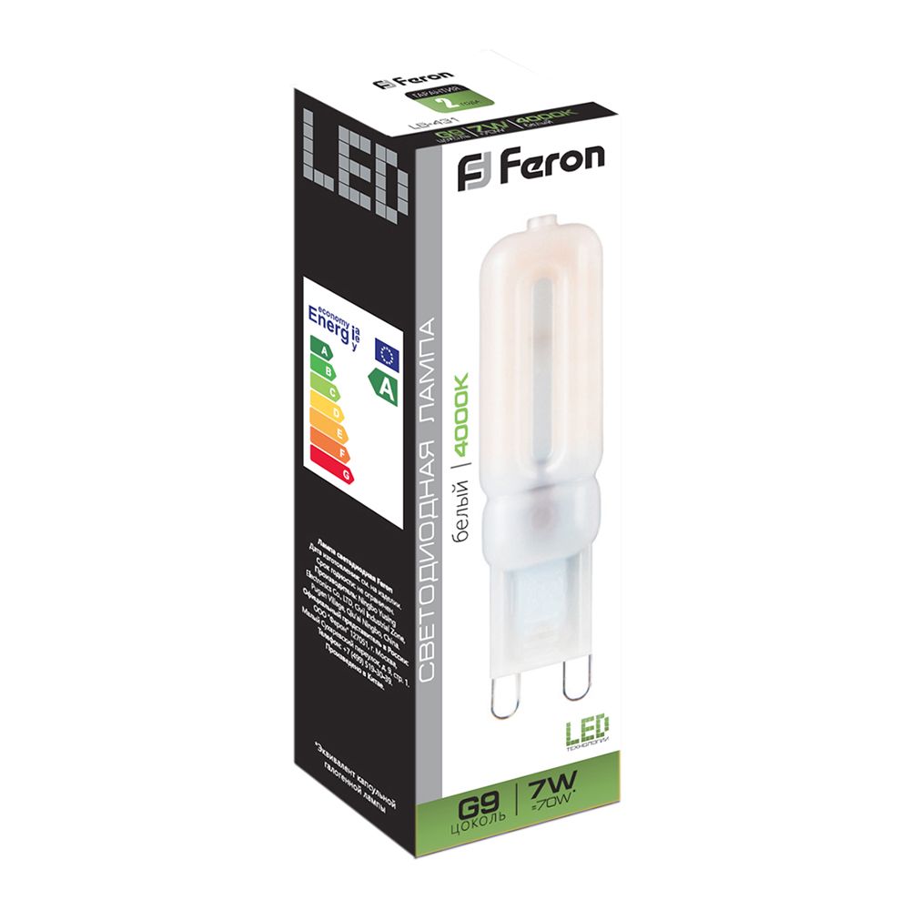 лампа светодиодная feron lb-431 25756 g9 4000к 7w, артикул 25756