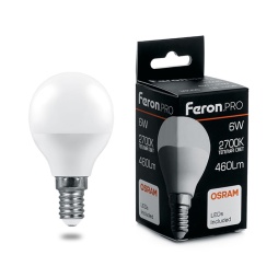 лампа светодиодная feron lb-1406 38065 e14 2700к 6w, артикул 38065