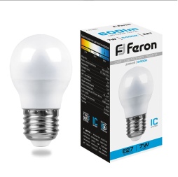 лампа светодиодная feron lb-95 25483 e27 6400к 7w, артикул 25483