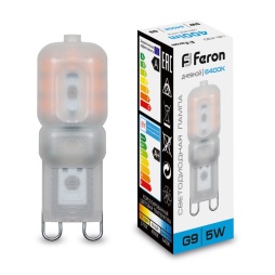 лампа светодиодная feron lb-430 25638 g9 6400к 5w, артикул 25638