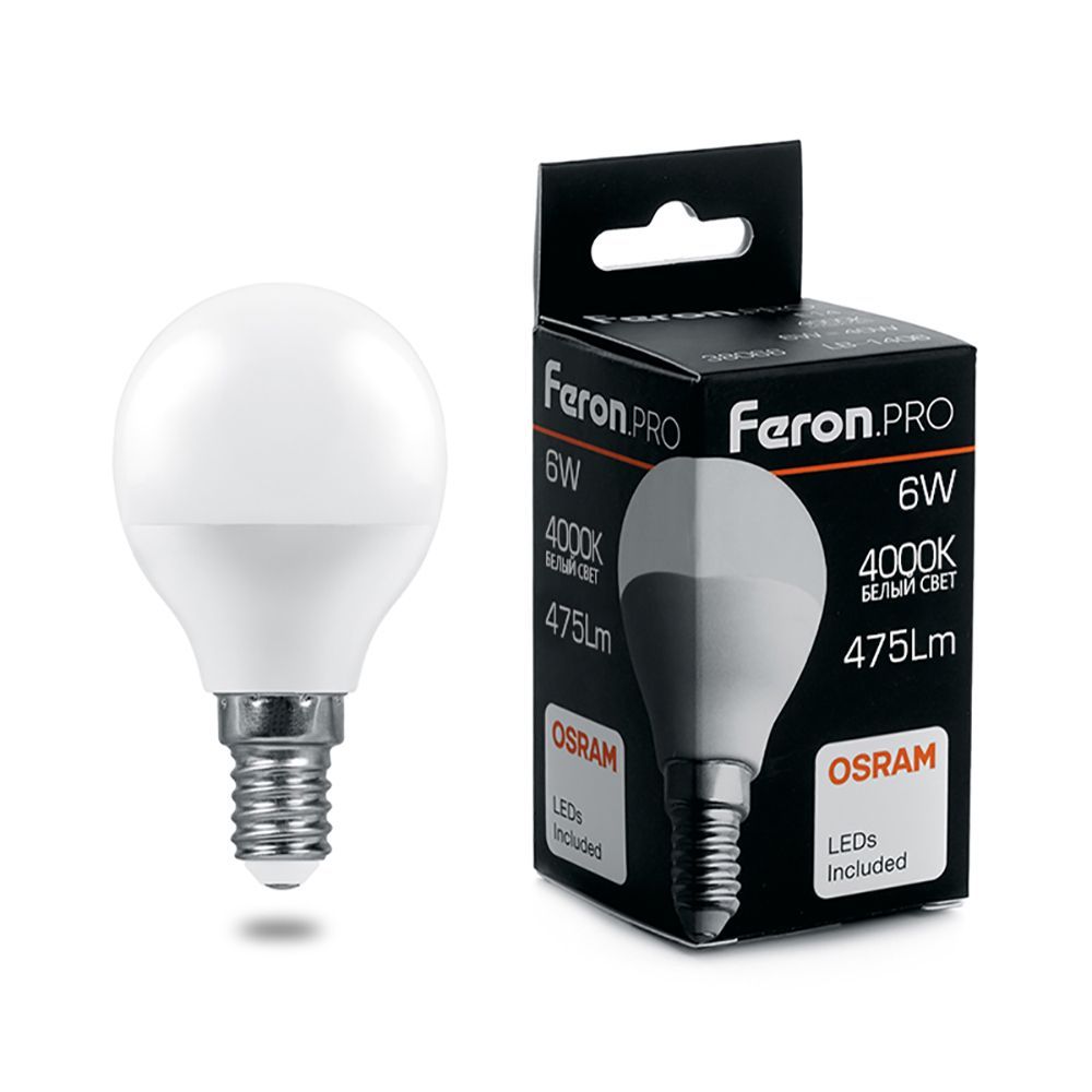 лампа светодиодная feron lb-1406 38066 e14 4000к 6w, артикул 38066
