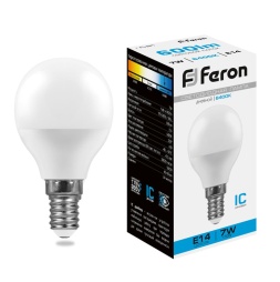 лампа светодиодная feron lb-95 25480 e14 6400к 7w, артикул 25480